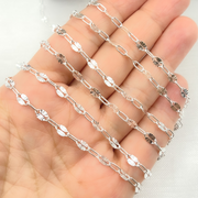 Sterling Silver Diamond Cut Marina & Smooth Oval Link Chain